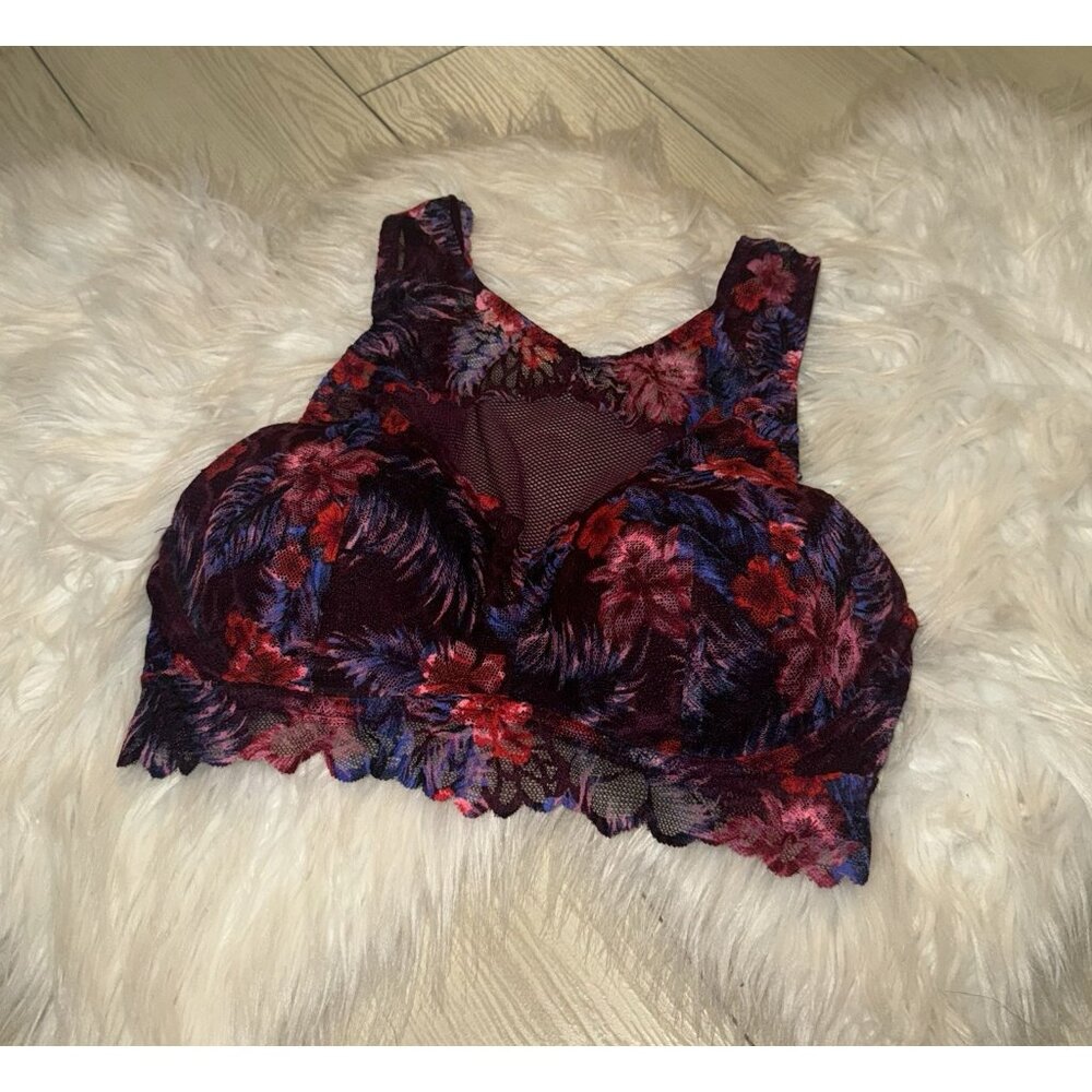 Pink Victorias Secret Lace Bralette Bra High Neck Padded Floral Womens M Medium